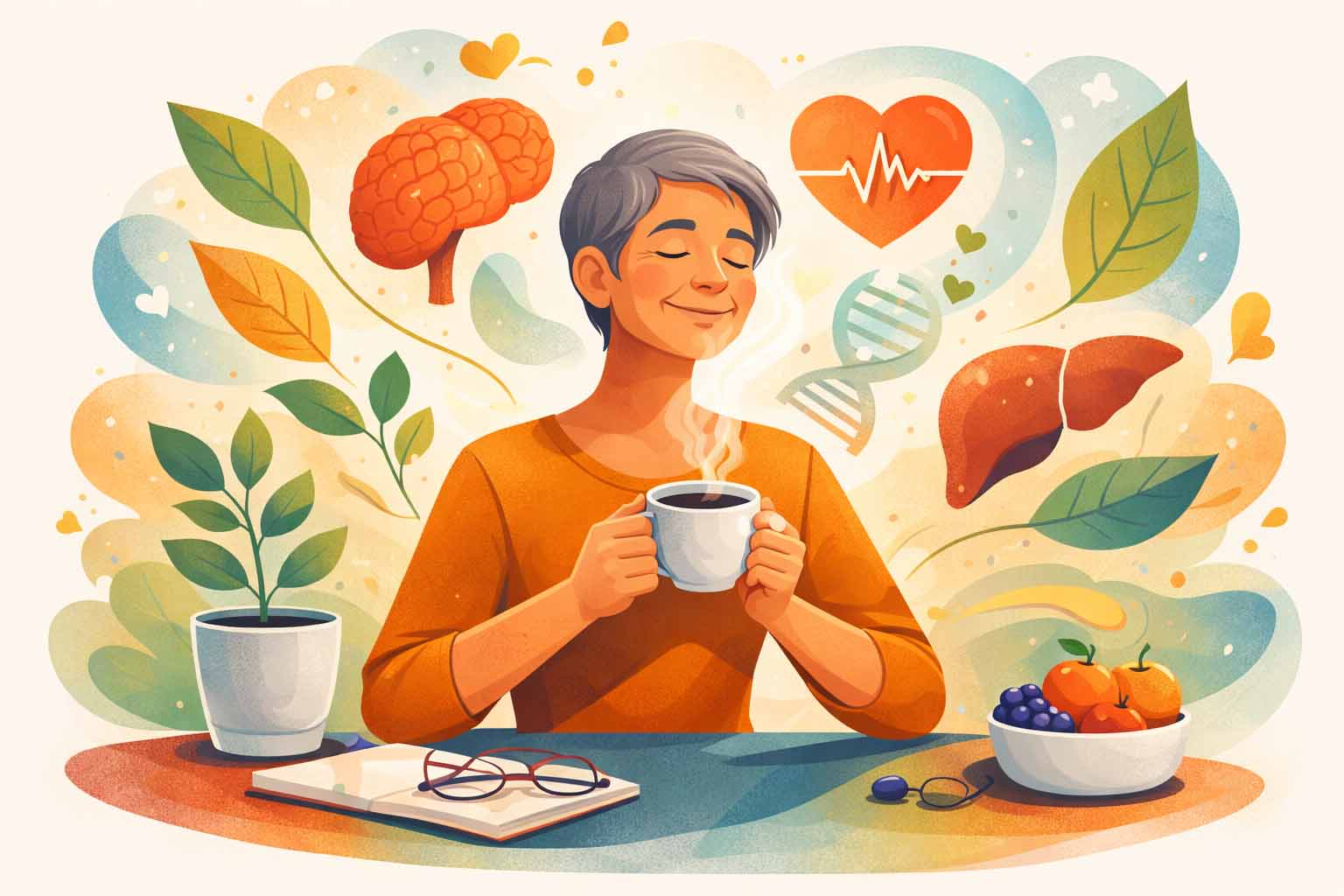 older person enjoying a cup of coffee